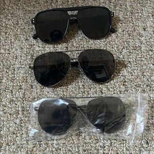 Black Aviator Sunglasses Set